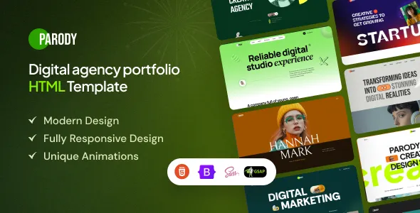 Parody – Digital Agency Portfolio HTML Template 1 Parody – Digital Agency Portfolio HTML Template