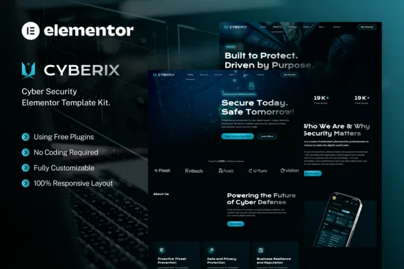 Cyberix – Cyber Security Elementor Template Kit 1 Cyberix Cyber Security Elementor Template Kit