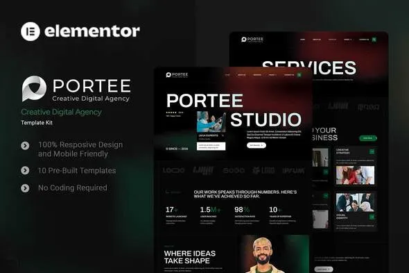 Portee - Creative Digital Agency Elementor Template Kit 1 Portee Creative Digital Agency Elementor Template Kit