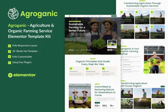 Agroganic - Agriculture & Organic Farming Service Elementor Template Kit 1 Agroganic - Agriculture & Organic Farming Service Elementor Template Kit