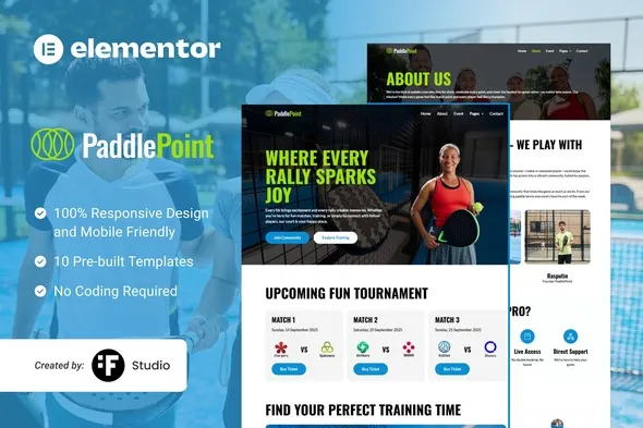 PaddlePoint – Paddle Gear & Court Booking Elementor Template Kit 1 PaddlePoint Paddle Gear Court Booking Elementor Template Kit